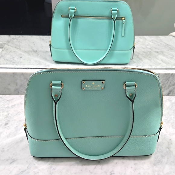 Kate Spade Satchel Bag Purse with Double Zipper 8" Drop - Aqua - Picture 16 of 16